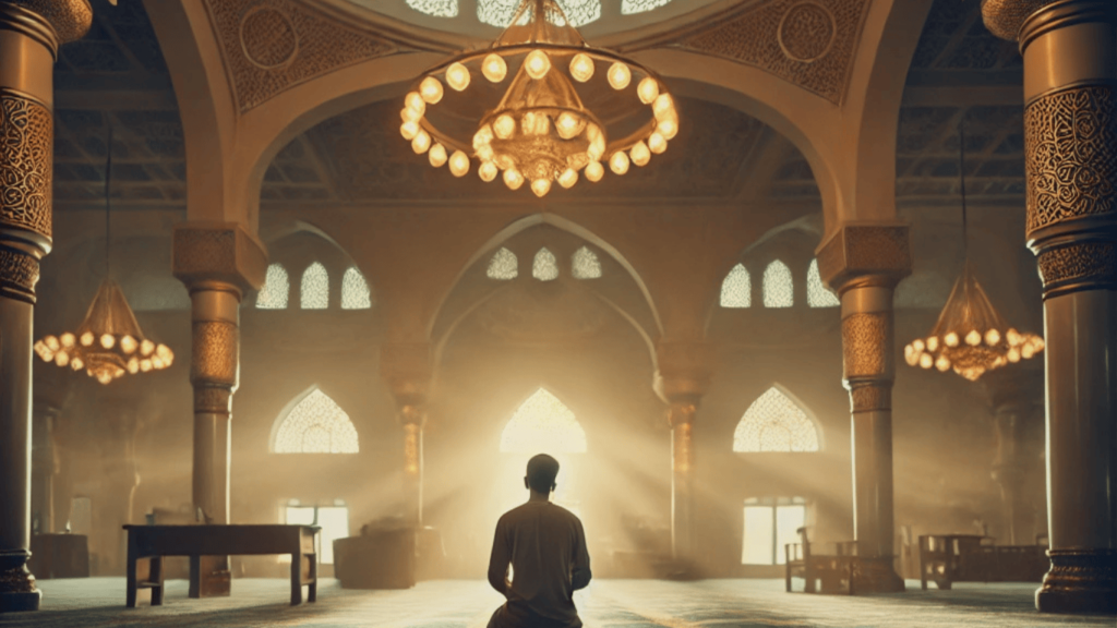 Man Sitting in Mosque